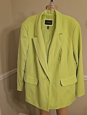 Eloquii Lime Green Elegant Two Piece Wide Leg Pant Suit